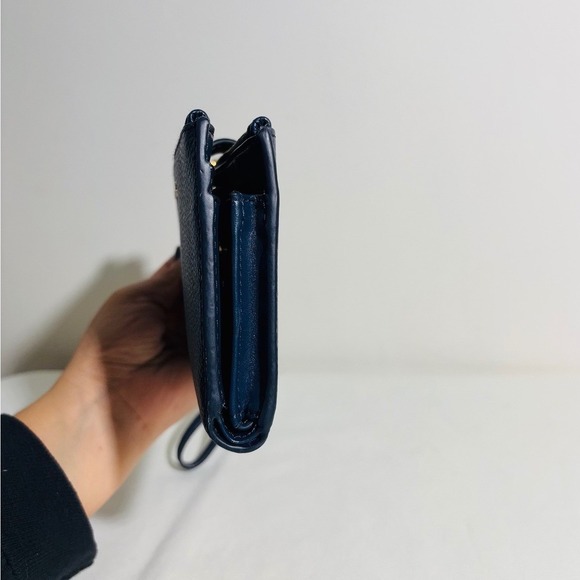 Michael Kors Women's Jet Set Travel Double Zip Leather Wristlet Wallet Navy - Picture 6 of 10